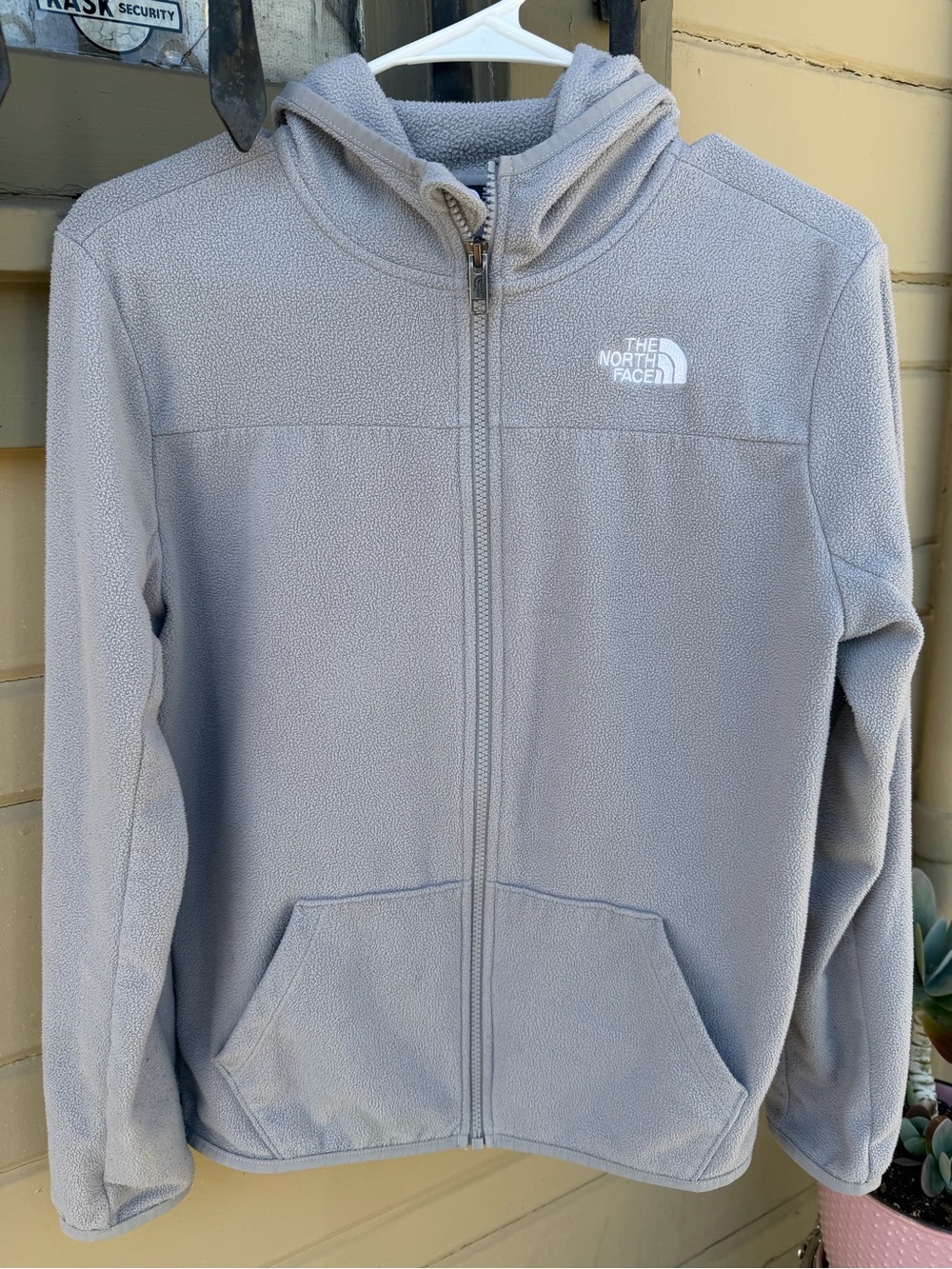 The North Face Pale Gray Full-Zip Sherpa Fleece Hoodie